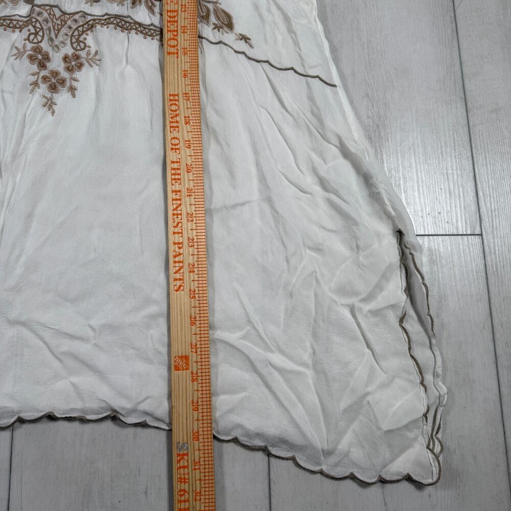 Johnny Was Tunic Blouse Womens Large White Lace Embroidered Sheer Boho Top - Picture 14 of 16